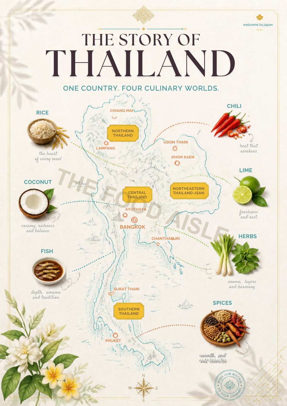 The Story of Thailand illustrated menu